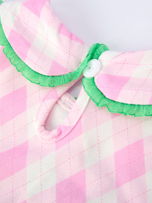 Spring Golf Embroidered Girls Smocked Bow Dress