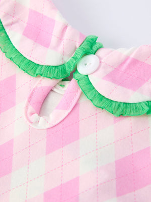 Spring Golf Embroidered Baby Girls Smocked Bow Bloomer Set