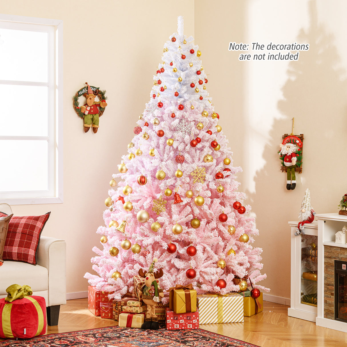 2025 New Artificial Christmas Tree with Folding Metal Stand and 456 Branch Tips-8 FT