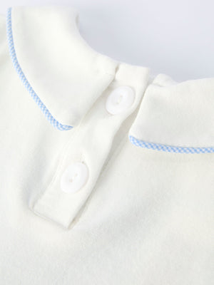 Blue Smocked Church Christ Bishop Christening Baby Boy Bloomer Set