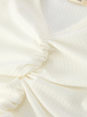 Girls' Spring Daisy Set Ruched Tie Sleeve
