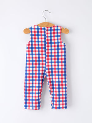 4th of July Plaid Flag Baby Boy Romper