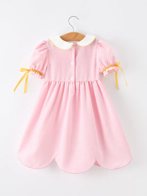 Girls Back To School Pencil Twirl Dress Bow Applique Smocked