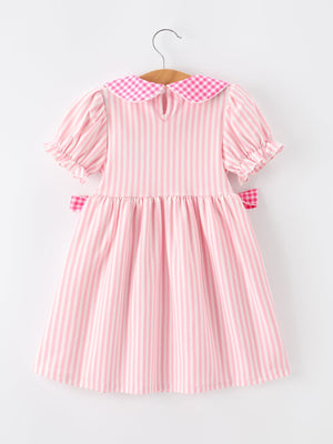 Back To School Girls Striped lapels Bow Dress