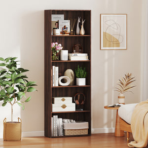 5-Shelf Storage Bookcase Modern Multi-Functional Display Cabinet Furniture-Walnut