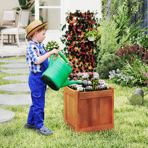 Outdoor Wooden Raised Garden Bed with Trellis