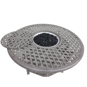 Couch.com Cast Aluminum Propane Gas Firepit Table, Chat Height Gray, Durable Design, Weather-Resistant, Metal Construction, Dark Gray Finish by Couch.com