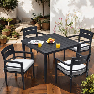 Outdoor Patio Rectangle Dining Table With Tapered Feet & Umbrella Hole by Couch.com