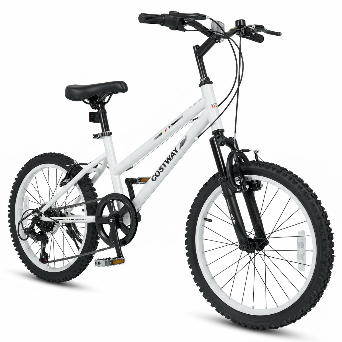 20 Inch Kids Mountain Bike with Adjustable Seat-White