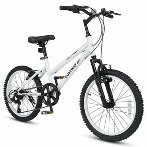 20 Inch Kids Mountain Bike with Adjustable Seat-White