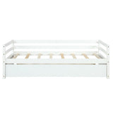 Twin Size Wooden Slat Trundle Platform-White