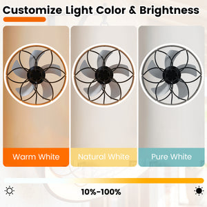 20â€ Celling Fan with Dimmable LED Light 6 Speeds and Timer-Black