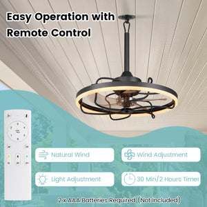 20â€ Celling Fan with Dimmable LED Light 6 Speeds and Timer-Black