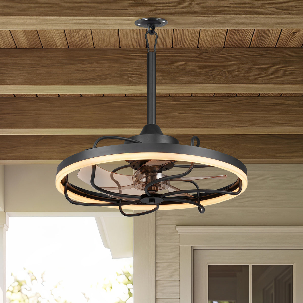 20â€ Celling Fan with Dimmable LED Light 6 Speeds and Timer-Black