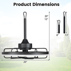 20â€ Celling Fan with Dimmable LED Light 6 Speeds and Timer-Black