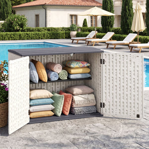 20 Cu.Ft Horizontal Resin Storage Shed with Adjustable Shelf-White