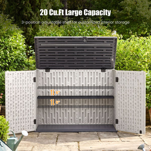 20 Cu.Ft Horizontal Resin Storage Shed with Adjustable Shelf-White