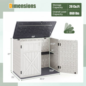 20 Cu.Ft Horizontal Resin Storage Shed with Adjustable Shelf-White
