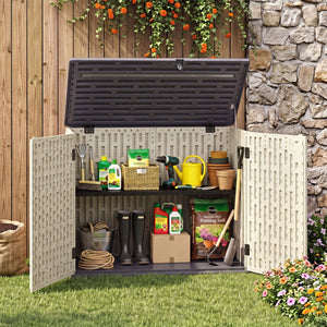20 Cu.Ft Horizontal Resin Storage Shed with Adjustable Shelf-Beige