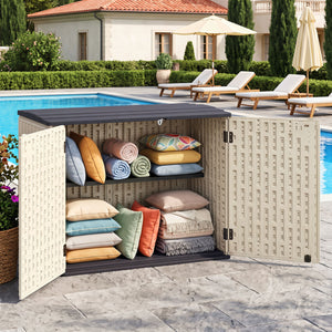 20 Cu.Ft Horizontal Resin Storage Shed with Adjustable Shelf-Beige