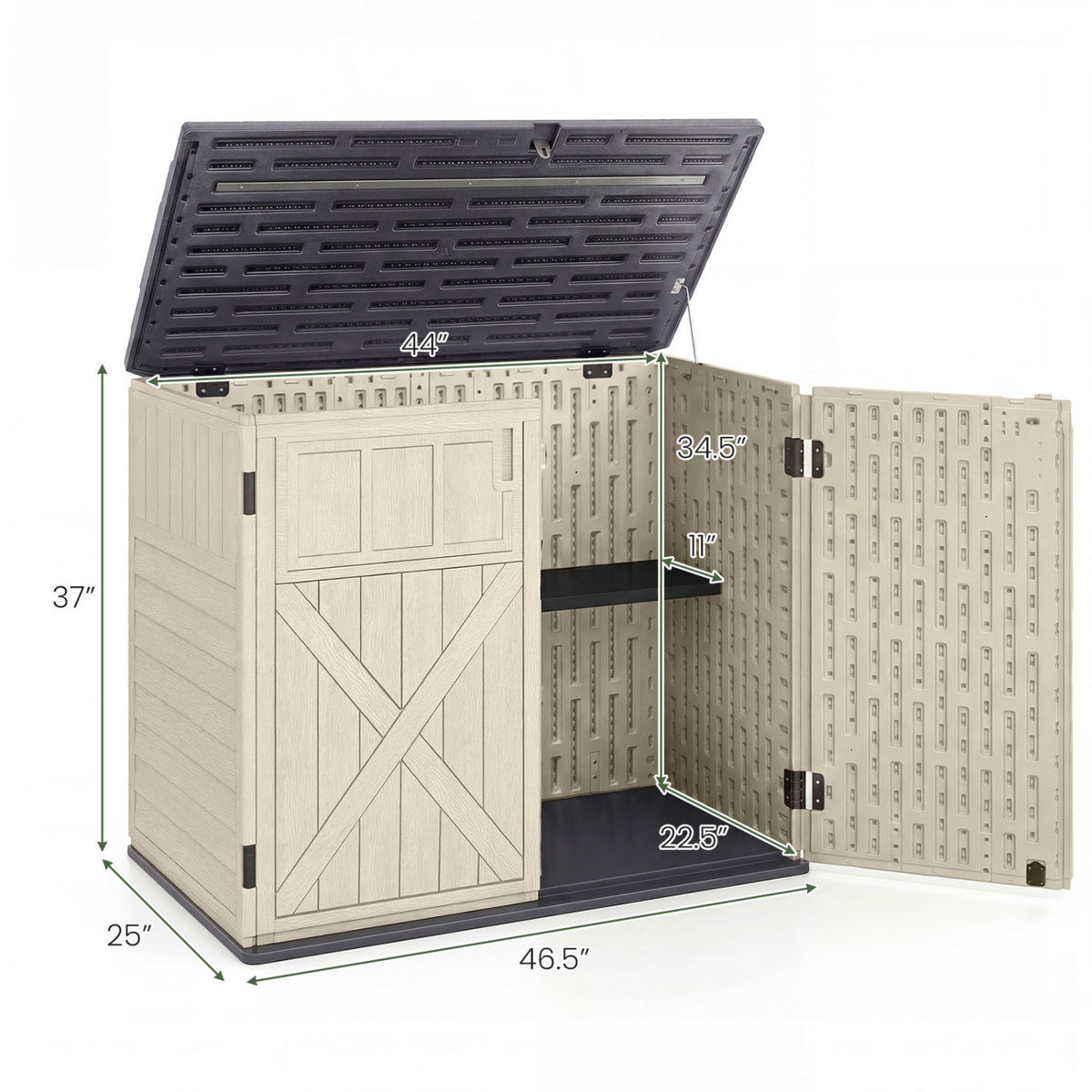 20 Cu.Ft Horizontal Resin Storage Shed with Adjustable Shelf-Beige