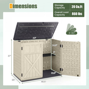 20 Cu.Ft Horizontal Resin Storage Shed with Adjustable Shelf-Beige