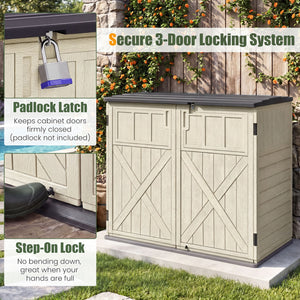 20 Cu.Ft Horizontal Resin Storage Shed with Adjustable Shelf-Beige