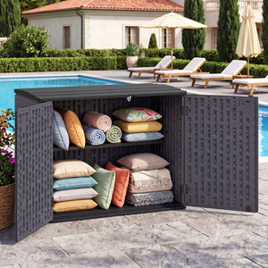 20 Cu.Ft Horizontal Resin Storage Shed with Adjustable Shelf-Brown