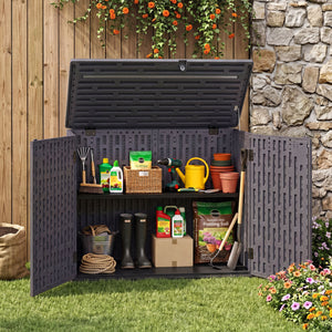20 Cu.Ft Horizontal Resin Storage Shed with Adjustable Shelf-Brown