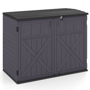 20 Cu.Ft Horizontal Resin Storage Shed with Adjustable Shelf-Brown