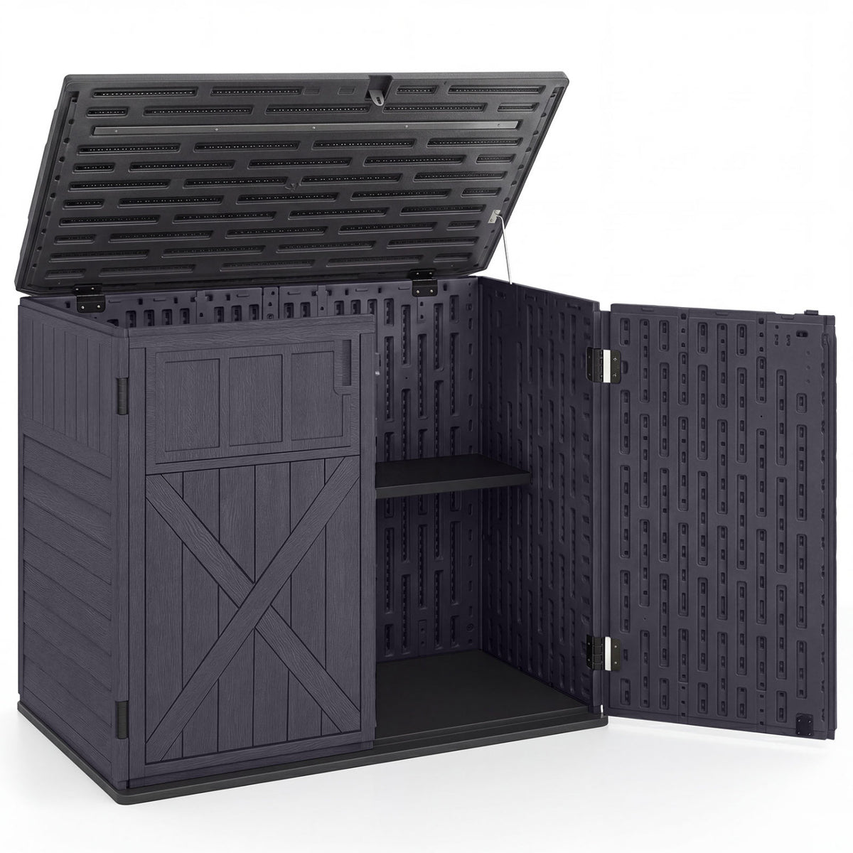 20 Cu.Ft Horizontal Resin Storage Shed with Adjustable Shelf-Brown