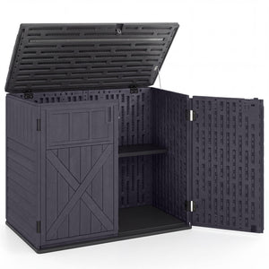 20 Cu.Ft Horizontal Resin Storage Shed with Adjustable Shelf-Brown