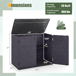 20 Cu.Ft Horizontal Resin Storage Shed with Adjustable Shelf-Brown