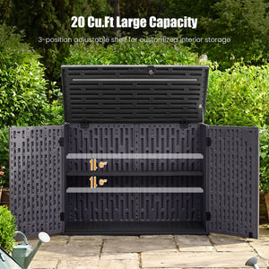 20 Cu.Ft Horizontal Resin Storage Shed with Adjustable Shelf-Brown