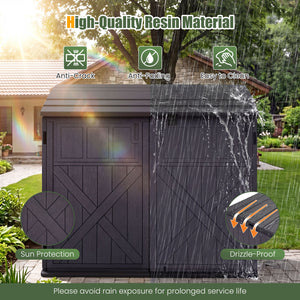 20 Cu.Ft Horizontal Resin Storage Shed with Adjustable Shelf-Brown