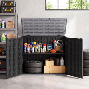 20 Cu.Ft Horizontal Resin Storage Shed with Adjustable Shelf-Black