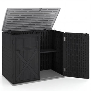 20 Cu.Ft Horizontal Resin Storage Shed with Adjustable Shelf-Black