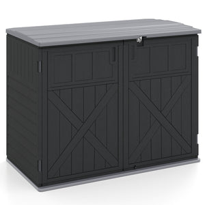20 Cu.Ft Horizontal Resin Storage Shed with Adjustable Shelf-Black