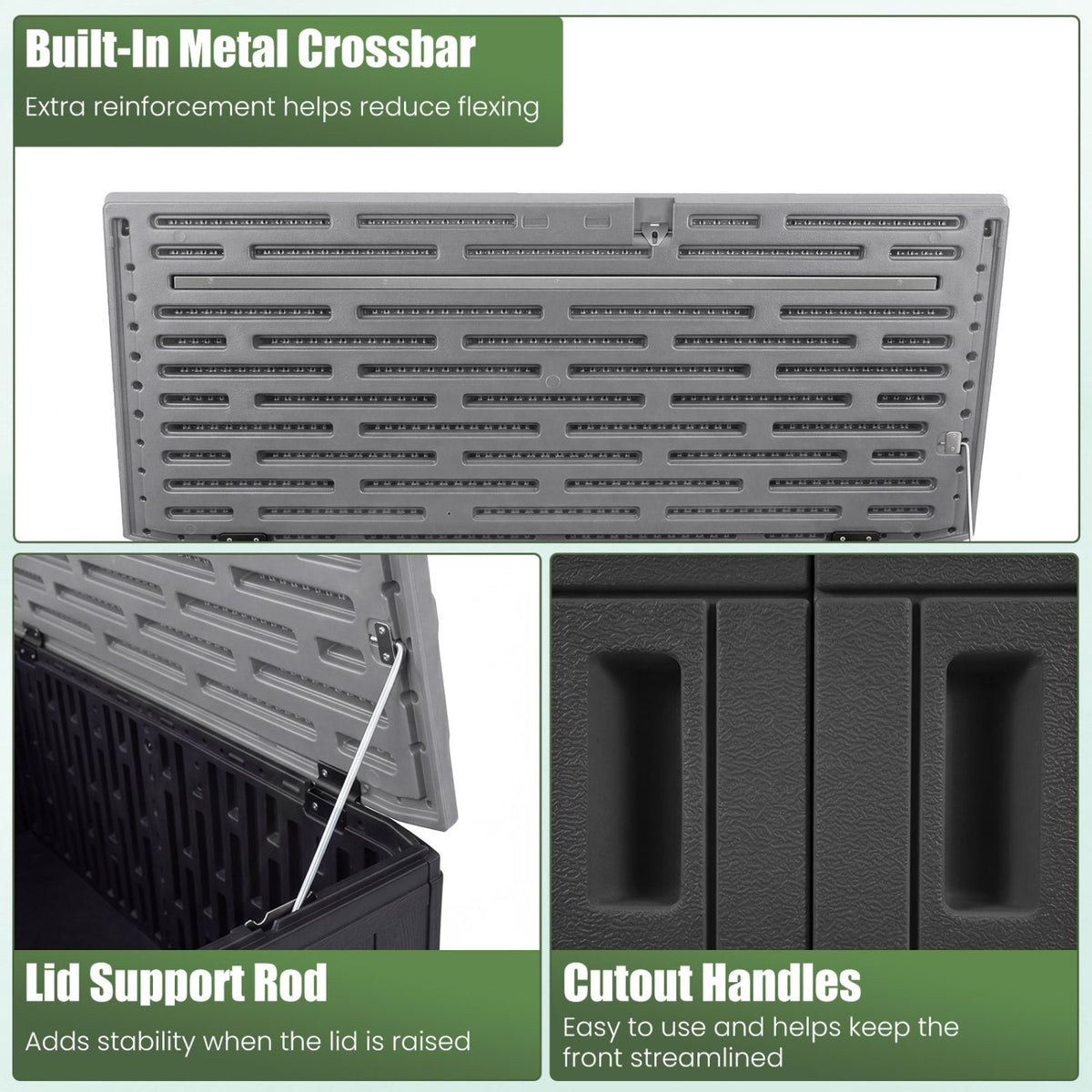20 Cu.Ft Horizontal Resin Storage Shed with Adjustable Shelf-Black