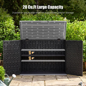 20 Cu.Ft Horizontal Resin Storage Shed with Adjustable Shelf-Black