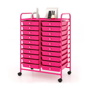 20 Removable Drawers Rolling Storage Cart Studio Organizer-Pink