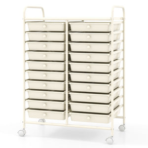 20 Drawers Rolling Storage Cart Studio Organizer-Beige