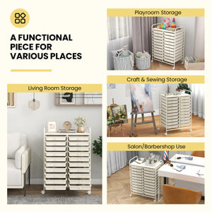 20 Drawers Rolling Storage Cart Studio Organizer-Beige