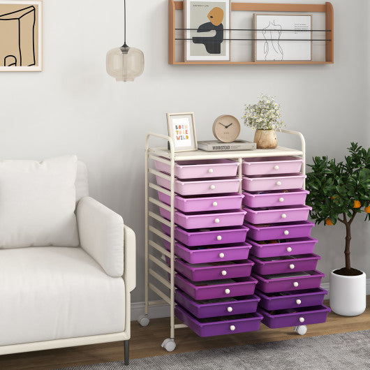 20 Drawers Rolling Storage Cart Studio Organizer-Purple