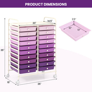 20 Drawers Rolling Storage Cart Studio Organizer-Purple