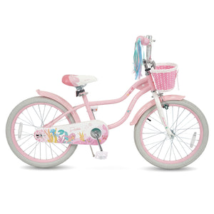 20 Inch Kids Bike Adjustable with Basket and Streamers Pink - Princess of the Sea Theme