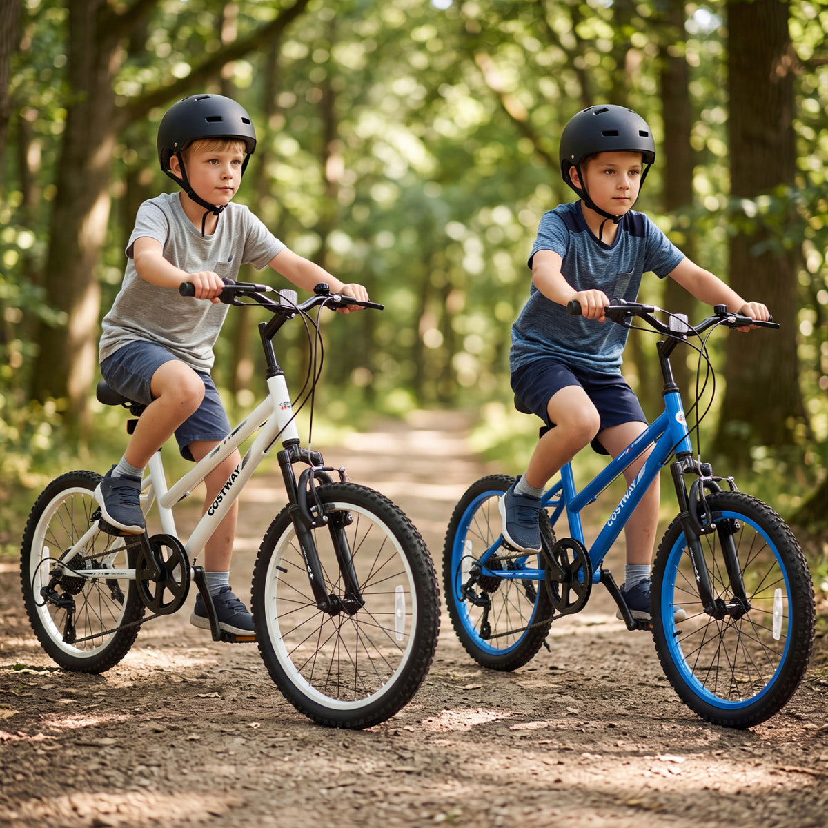 20 Inch Kids Mountain Bike with Adjustable Seat-White