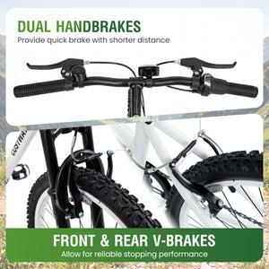 20 Inch Kids Mountain Bike with Adjustable Seat-White
