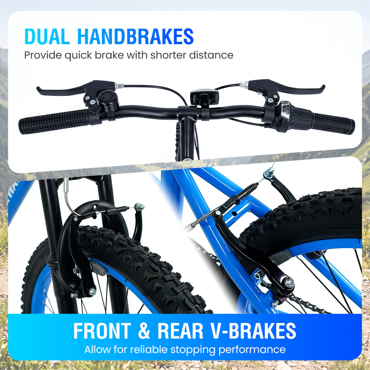 20 Inch Kids Mountain Bike Adjustable with 7 Speed and Suspension Fork-Blue