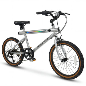 20 Inch LED-lit Cycling Bike with 2 Speakers and Ambient Lights for Men and Women-Silver